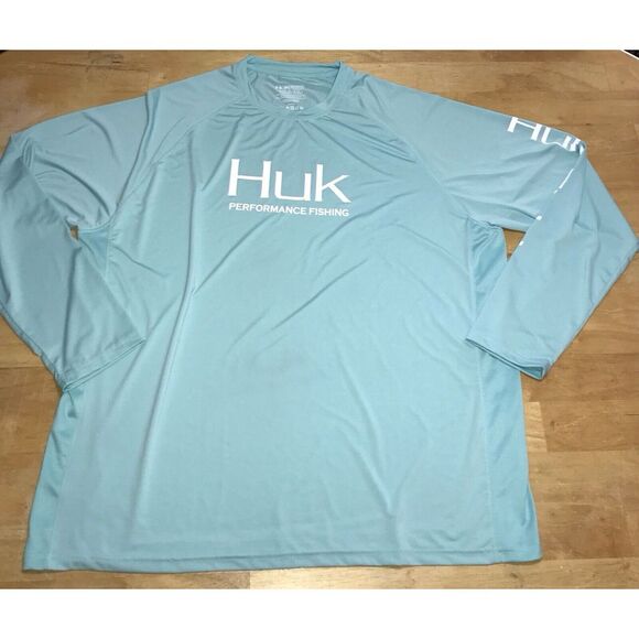 HUK Performance Fishing 2XL Long Sleeve Shirt Mens Turquoise Green‎ - Picture 1 of 9